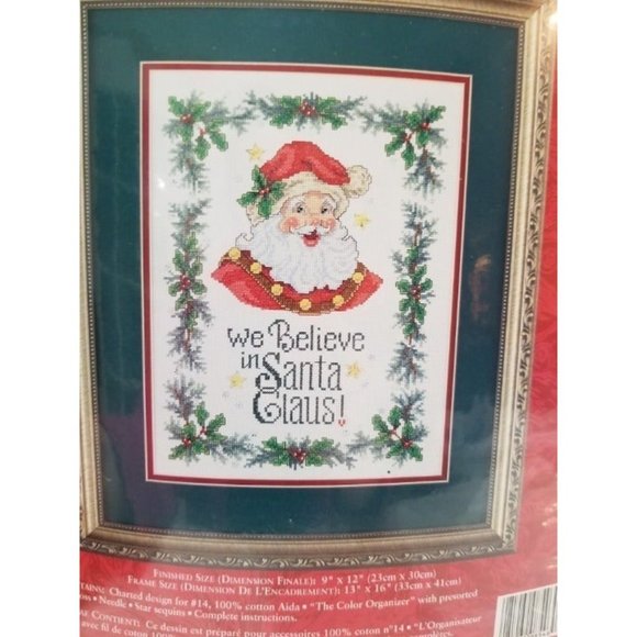 Needle Treasures Counted Cross Stitch Kit WE‎ BELIEVE IN SANTA CLAUSE New Sealed - Picture 2 of 6